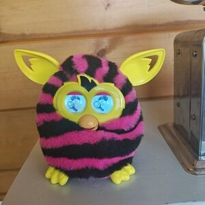 Furby Boom - 2012 Hasbro Interactive - Pink Black Stripes Yellow Fully Works